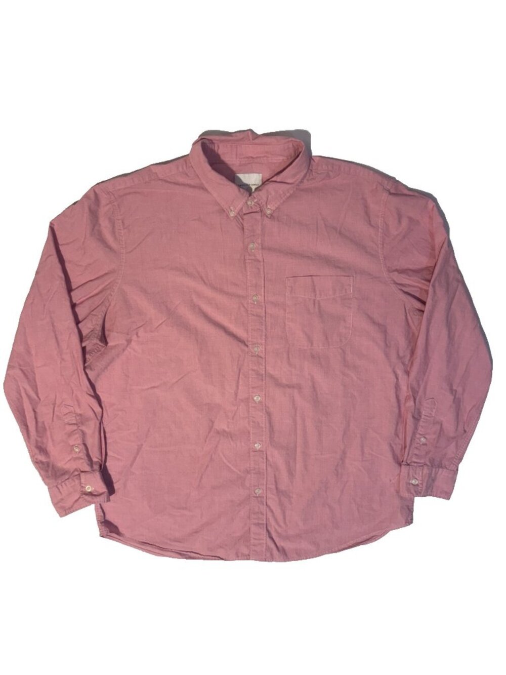 American Eagle Outfitters Pink Button Up Shirt - 2XL Front Pocket Long Sleeve